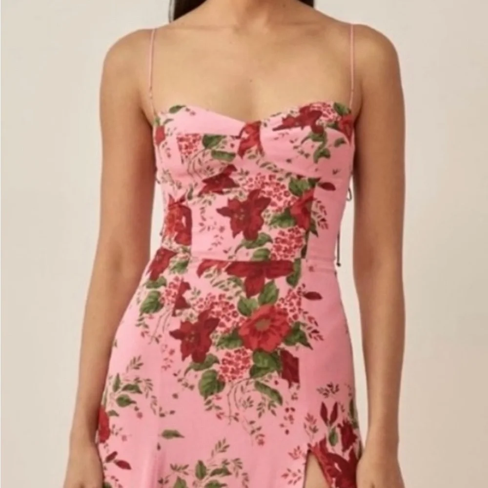 Reformation Juliette Dress - Pink Floral Midi - Picture 3 of 4